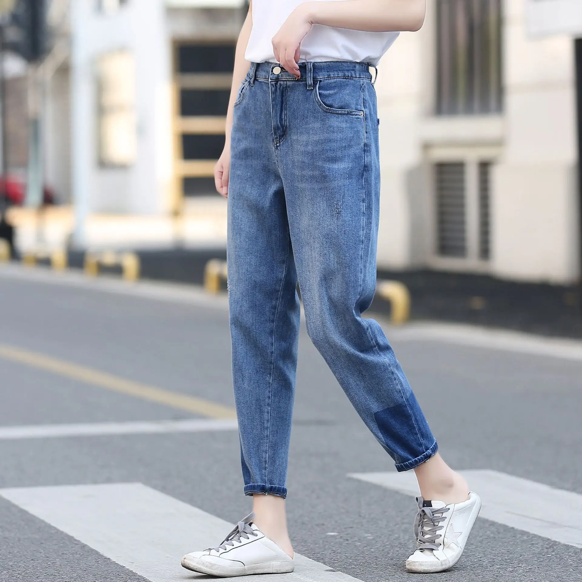Женские джинсы весеннего размера плюс шаровары женские Стрейчевые джинсовые