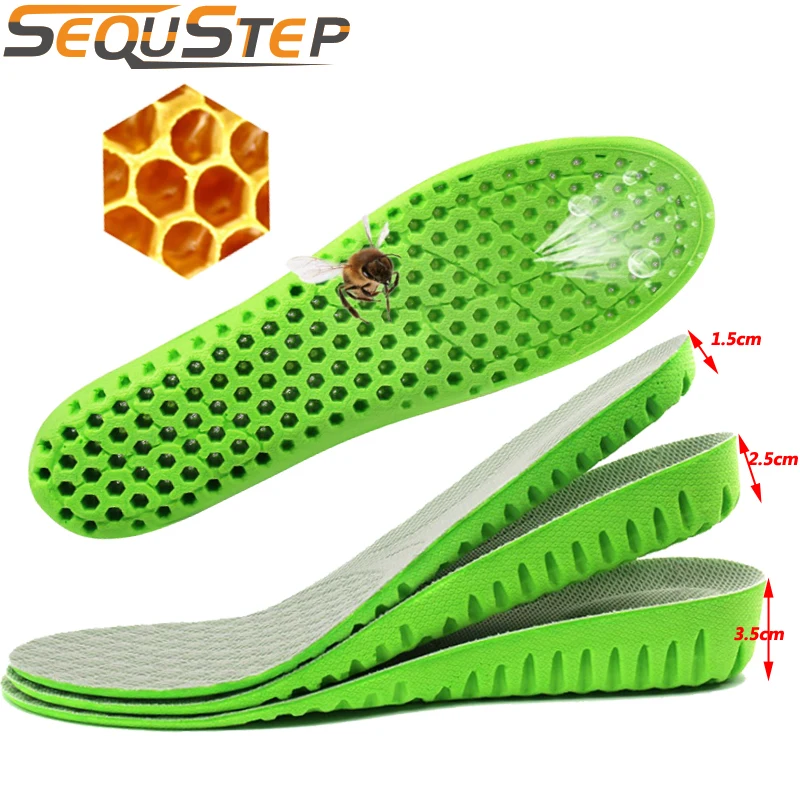 MCH03 Men Women Height Increase Insole Breathable Honeycomb Heel Lift Taller Increase Height Shoe Pad Cushion Insoles