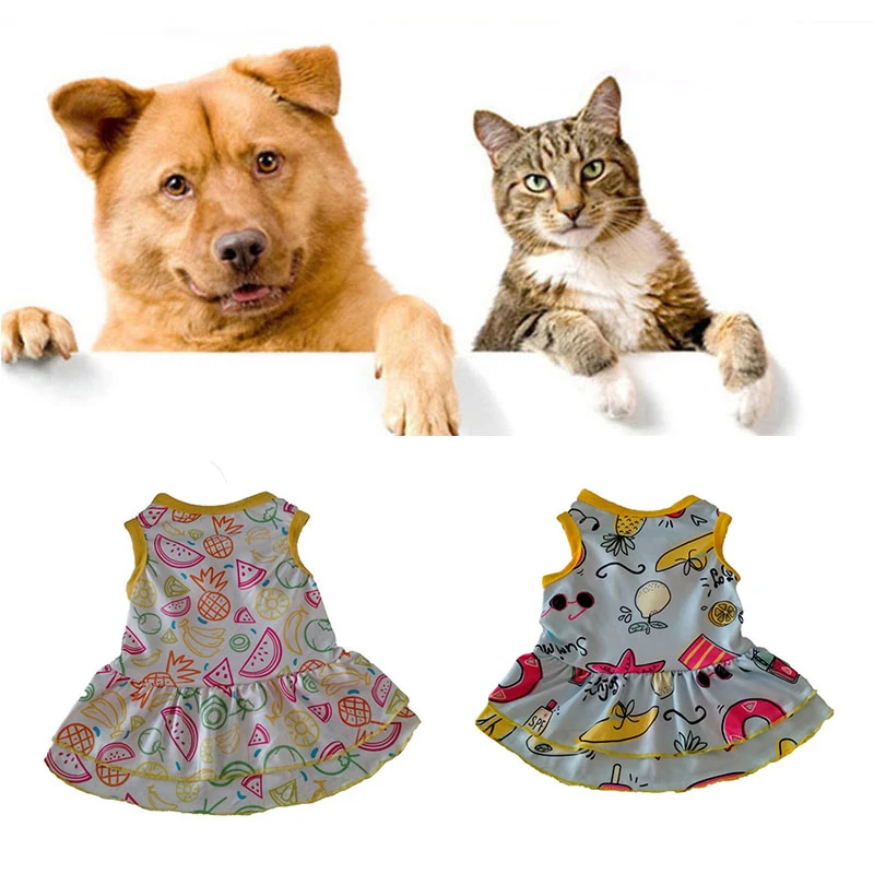 

Summer Floral Print Dog Dress Pet Wedding Dresses For Chihuahua Pug Yorkie Clothing Puppy Cat Products Dog Clothes For Small Dog