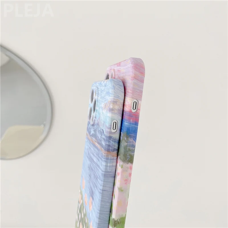 Милый масляными красками цветами силиконовый мягкий чехол для телефона с