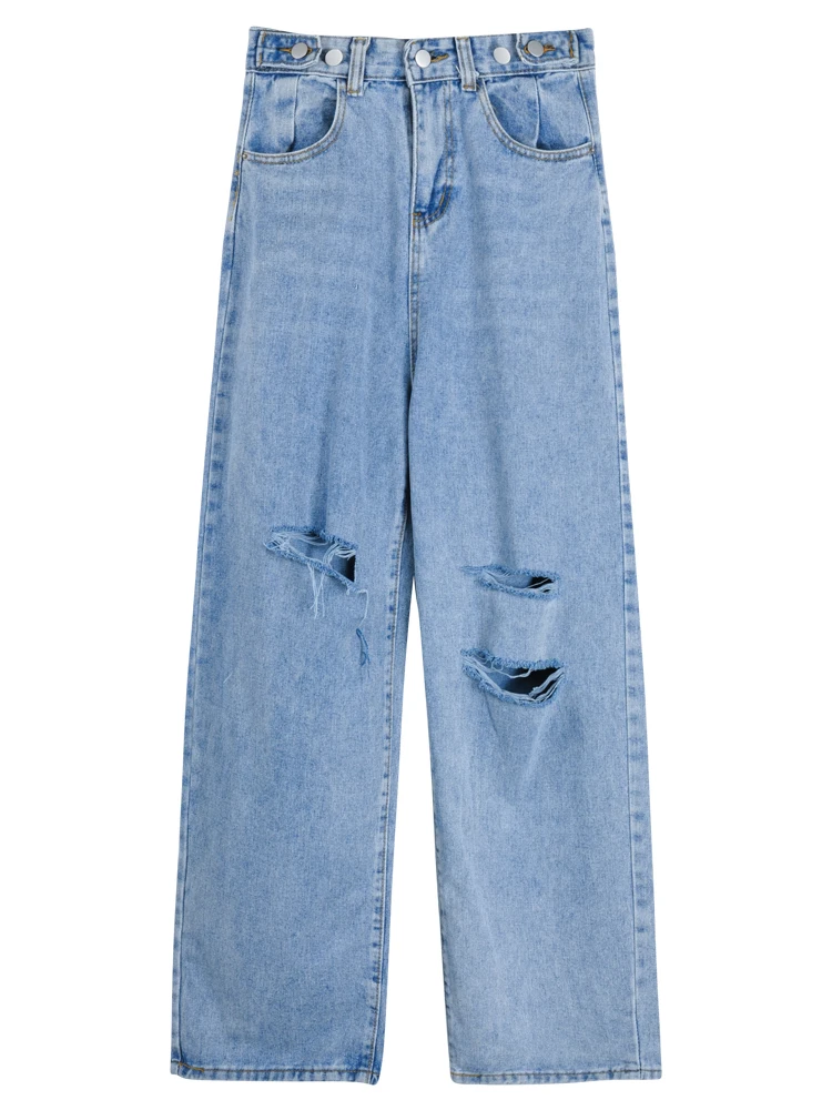 

WHCW CGDSR Denim Trousers korean style wide-leg denim pants women jeans woman vintage high waist Streetwear 2020 autumn winter