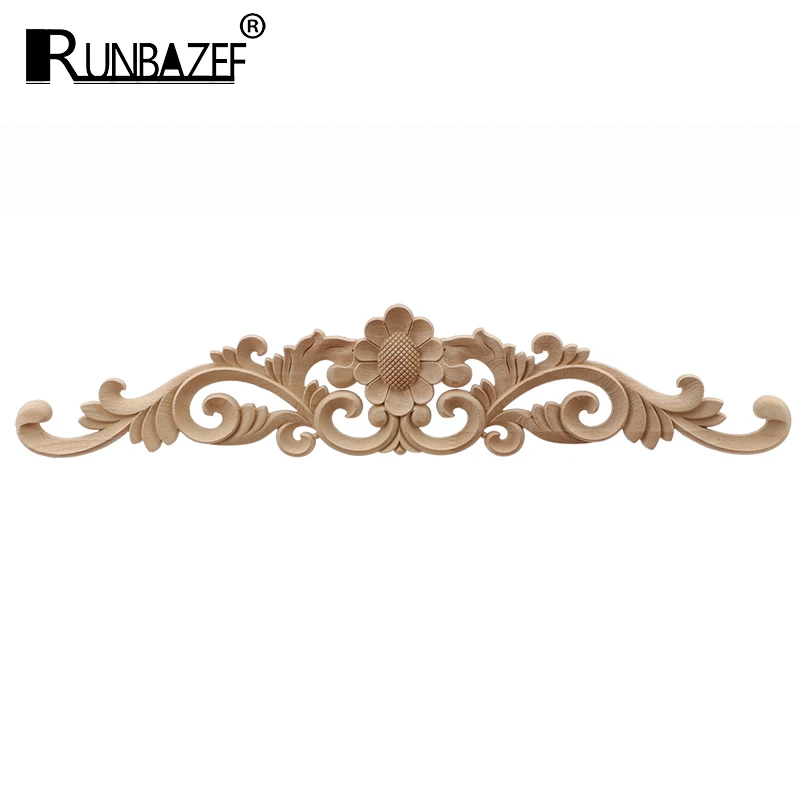 RUNBAZEF Неокрашенная древесина наклейки с резьбой угловая аппликация рама для