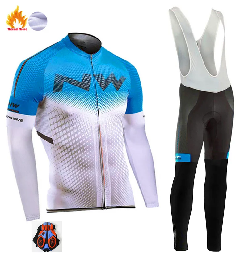 

2021 Pro Team Winter Thermal Fleece Cycling Clothing Men Long Sleeve Jersey Suit Outdoor Riding Bike MTB Clothing Bib Pants Set
