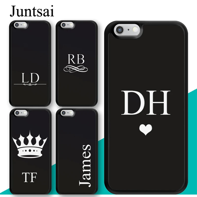 Индивидуальный Черный чехол с инициалами для iphone 11 12 Pro Max mini XR XS MAX X 5S SE 2020 6S 7 8 Plus