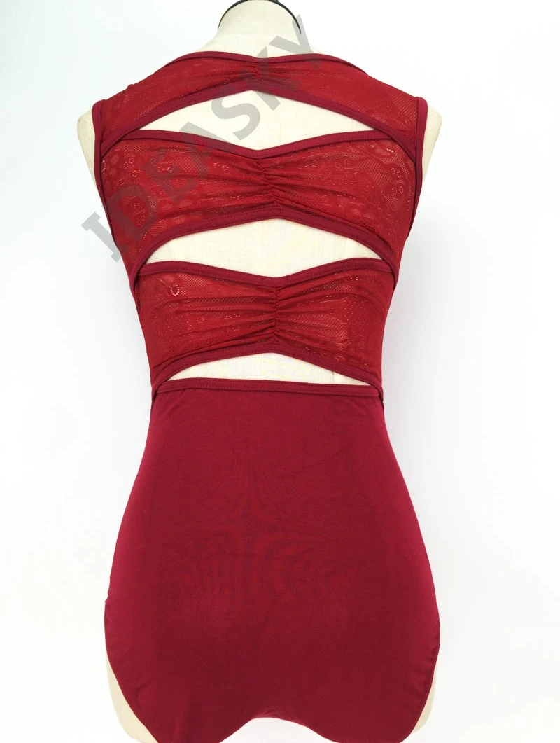 Сексуальное Кружевное без рукавов спандекс хлопок балетное трико для женщин