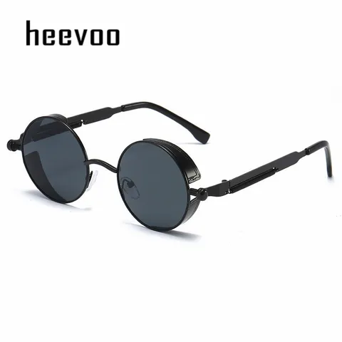 Солнцезащитные очки в металлической оправе для мужчин и женщин, модные круглые брендовые дизайнерские винтажные солнечные очки в стиле стимпанк, 2021