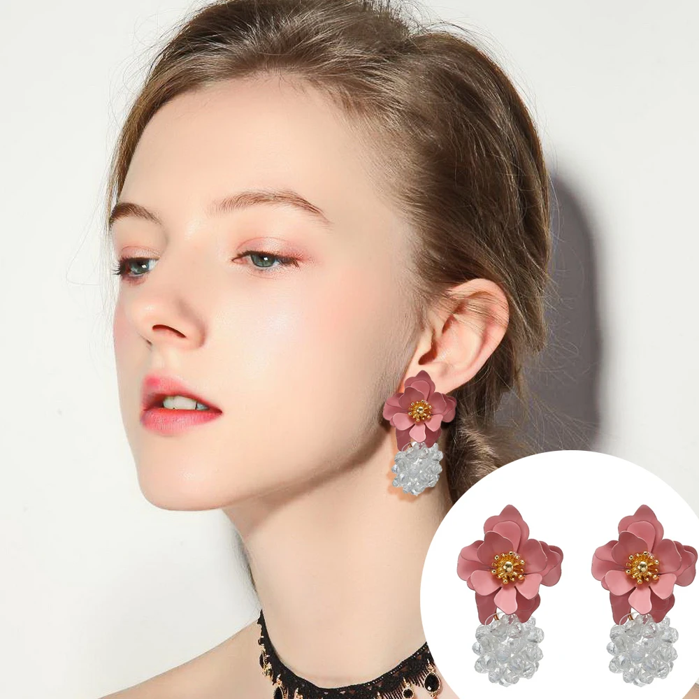 Женские массивные серьги Match Right с жемчугом и цветком модные для женщин висячие