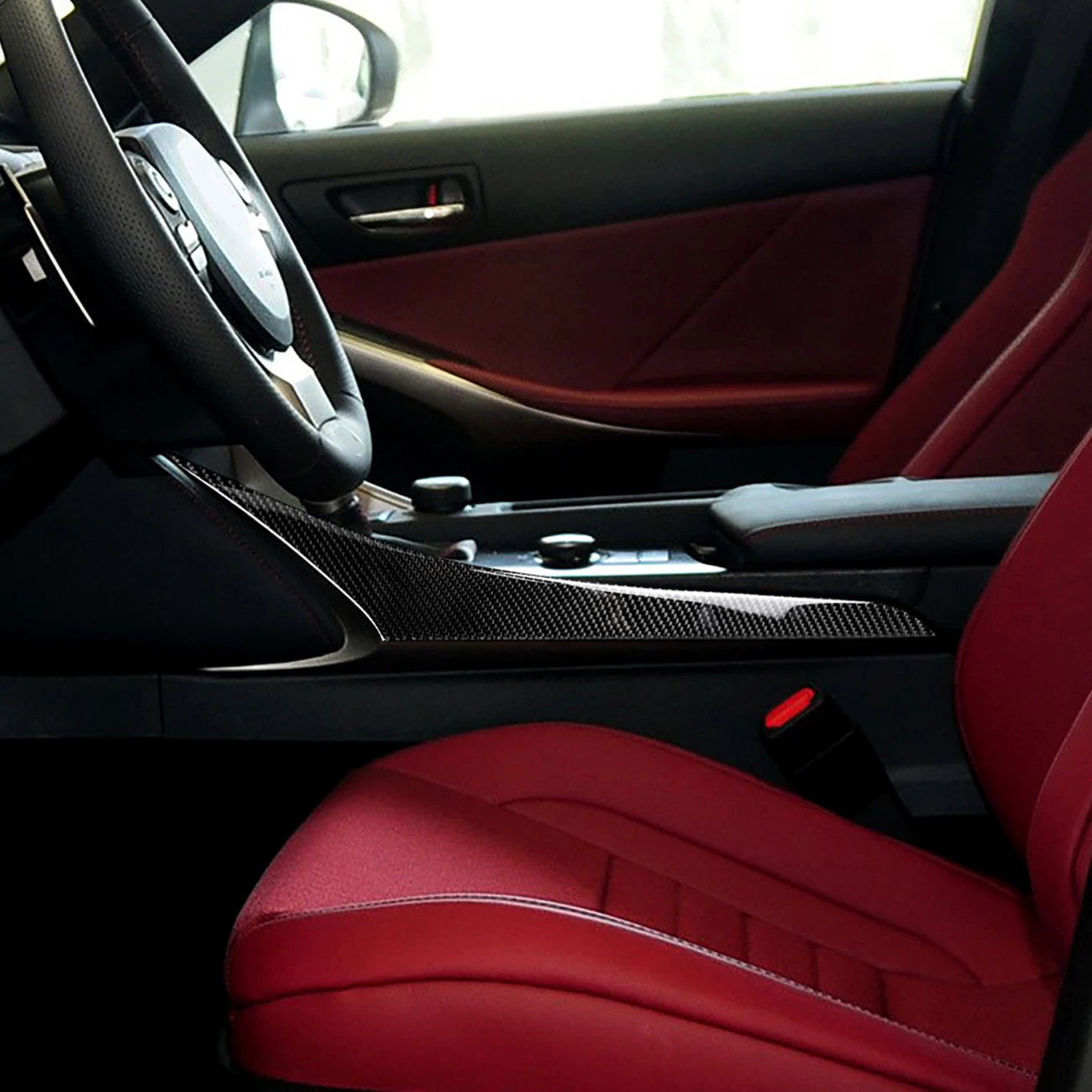 

2pcs Carbon Fiber Sticker Car Interior Decoration Gear Shift Cover Trim Strip For Lexus IS250 Car Modified Accessories