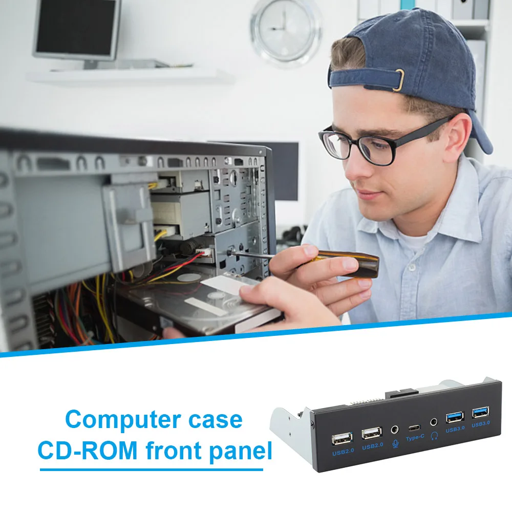 

USB 3.0 Front Panel Bay Audio Hub USB 3.1 USB-C Type C USB 3.0 to 2.5 SATA 3 Multiport Splitter w/ Internal Adapter