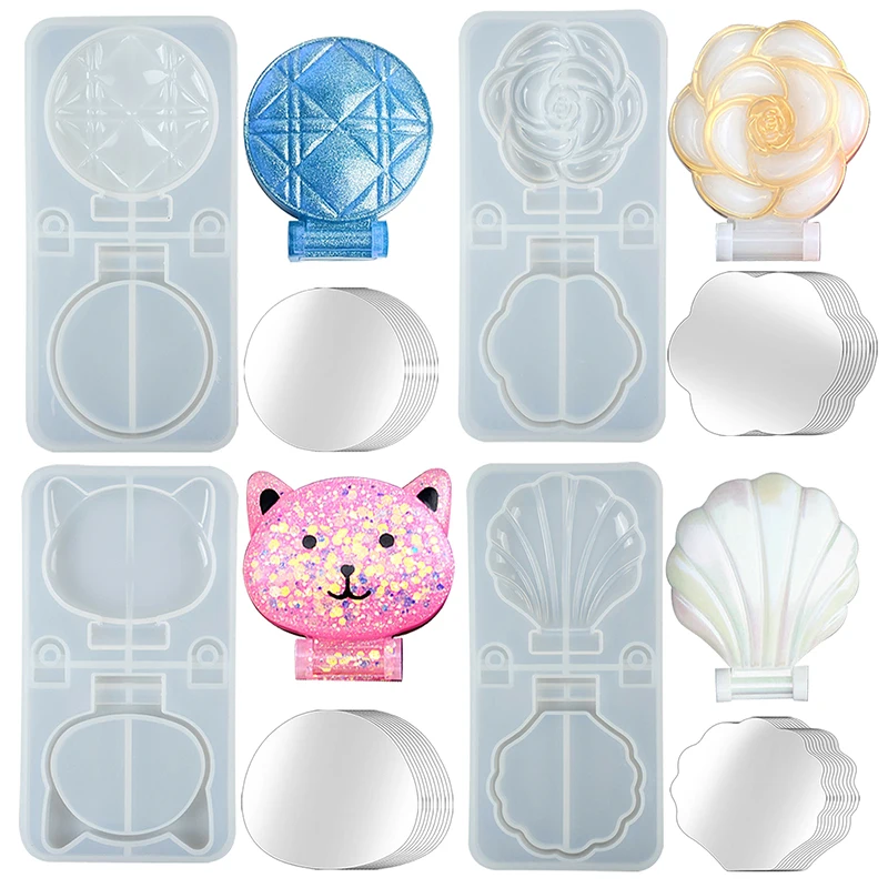 

Resin Compact Mirror Silicone Moulds Makeup Tools Jewellery Casting Kit