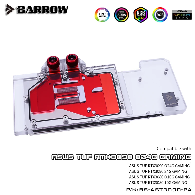 Barrow VGA водяной блок с полным покрытием для ASUS TUF RTX 3080/ 3090 Aurora LRC 2 0 5V 3Pin BS AST3090