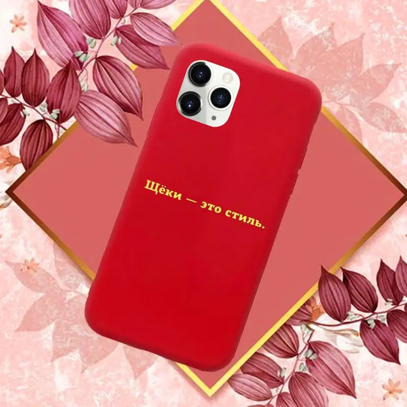 

Russian Quote Slogan Phone Case Red Candy Color for iPhone 11 12 mini pro XS MAX 8 7 6 6S Plus X SE 2020 XR