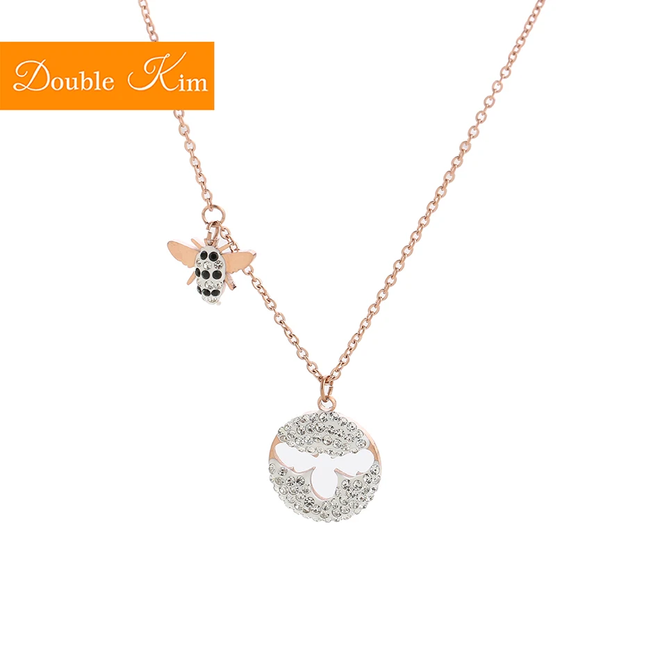 Ожерелье с подвеской в виде маленькой пчелки цепочка из титановой стали ожерелье