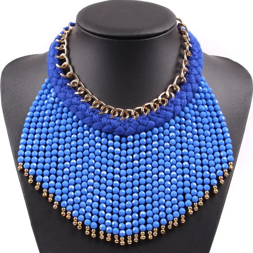 Новое модное ожерелье с подвеской золотого цвета металлическая и хлопковая