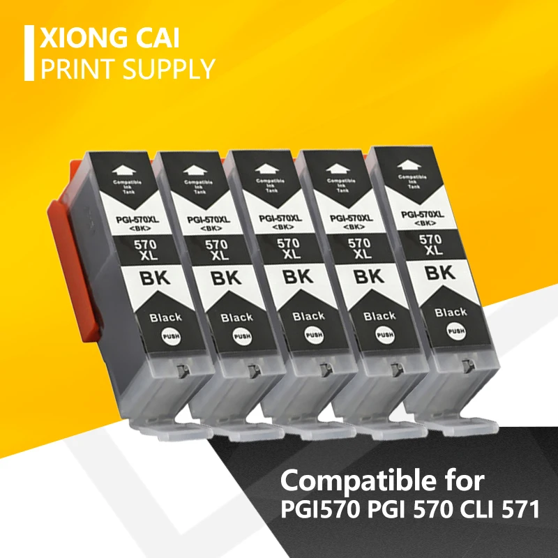 Черные картриджи PGI570 PGI 570 для Canon PIXMA MG5750 MG5751 MG5753 MG6850 MG6851 MG6852 MG7750 5 шт.|Чернильные