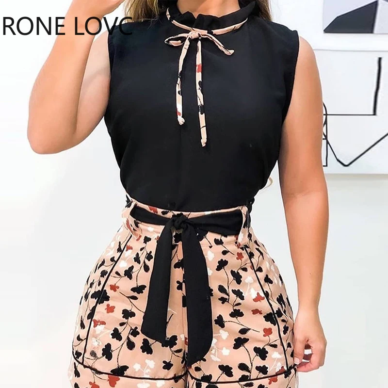 Женский повседневный комплект из майки и шорт без рукавов с принтом круглым