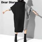 Женское трикотажное платье-миди с длинным рукавом и высоким воротом