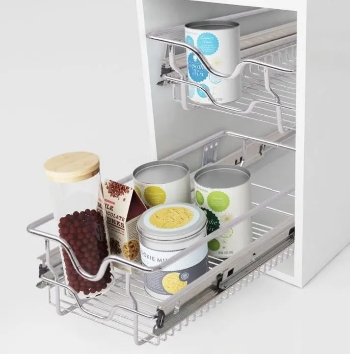 

Two Sets Of Sliding Drawer Storage Basket (including Rail 30cm Cabinet Side Mounting) Kitchen Accessories Furniture HWC