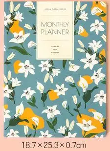 C Sweet Flower Monthly Planner Agenda Book 25.3*18.7cm 64P Colorful Month Plan Book Free Shipping - Цвет: C