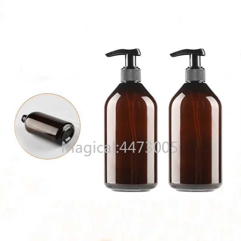 

10pcs/lot 400ml Empty PET Brown Lotion Pump Bottle,DIY Cosmetic Shampoo Refillable Container, Portable Travel Body Emulsion Tube
