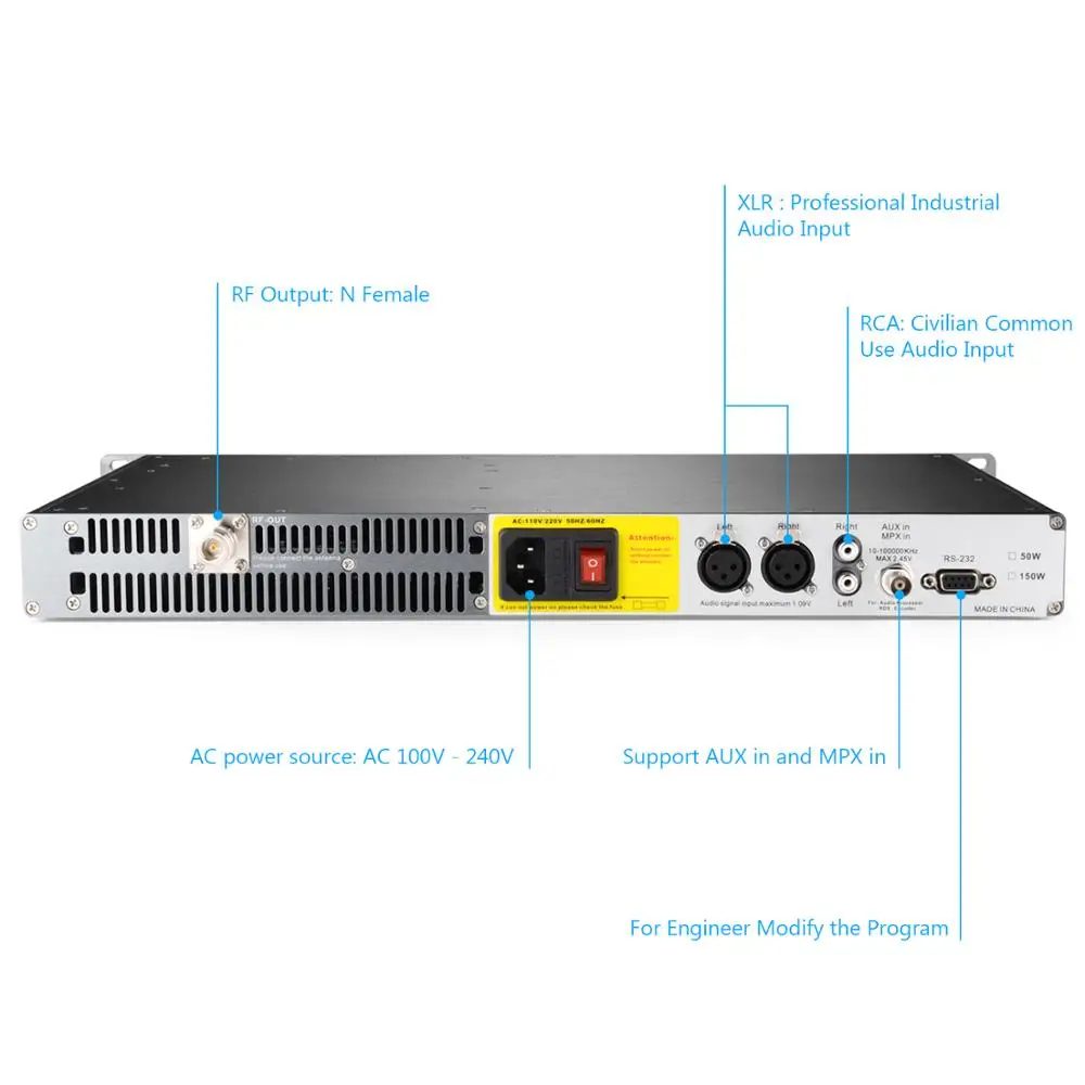 FU 150A 100W 150W передатчик FM вещания + CP100 круговая поляризованная антенна 20 м кабель