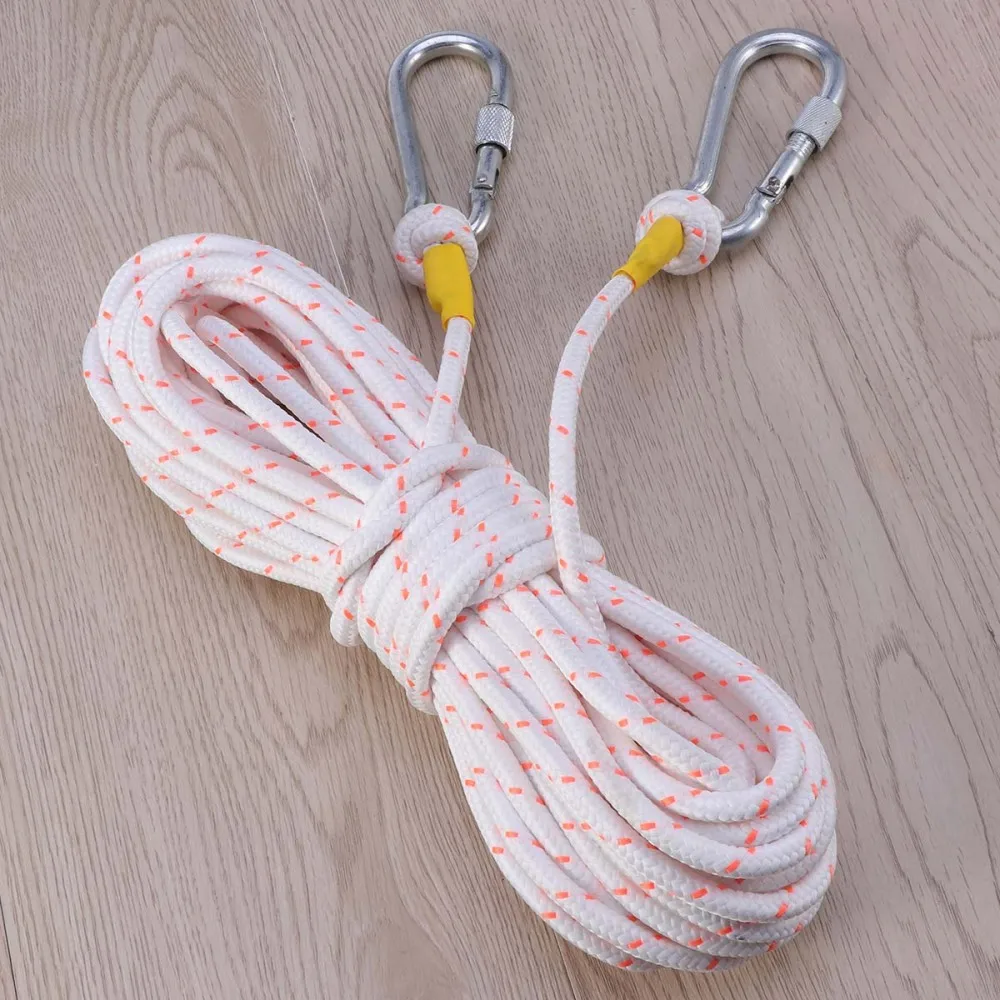 

10M Outdoor Climbing Rope Drop Rope Mountaineering High-altitude Operations Insurance Rope (With Double Hooks)
