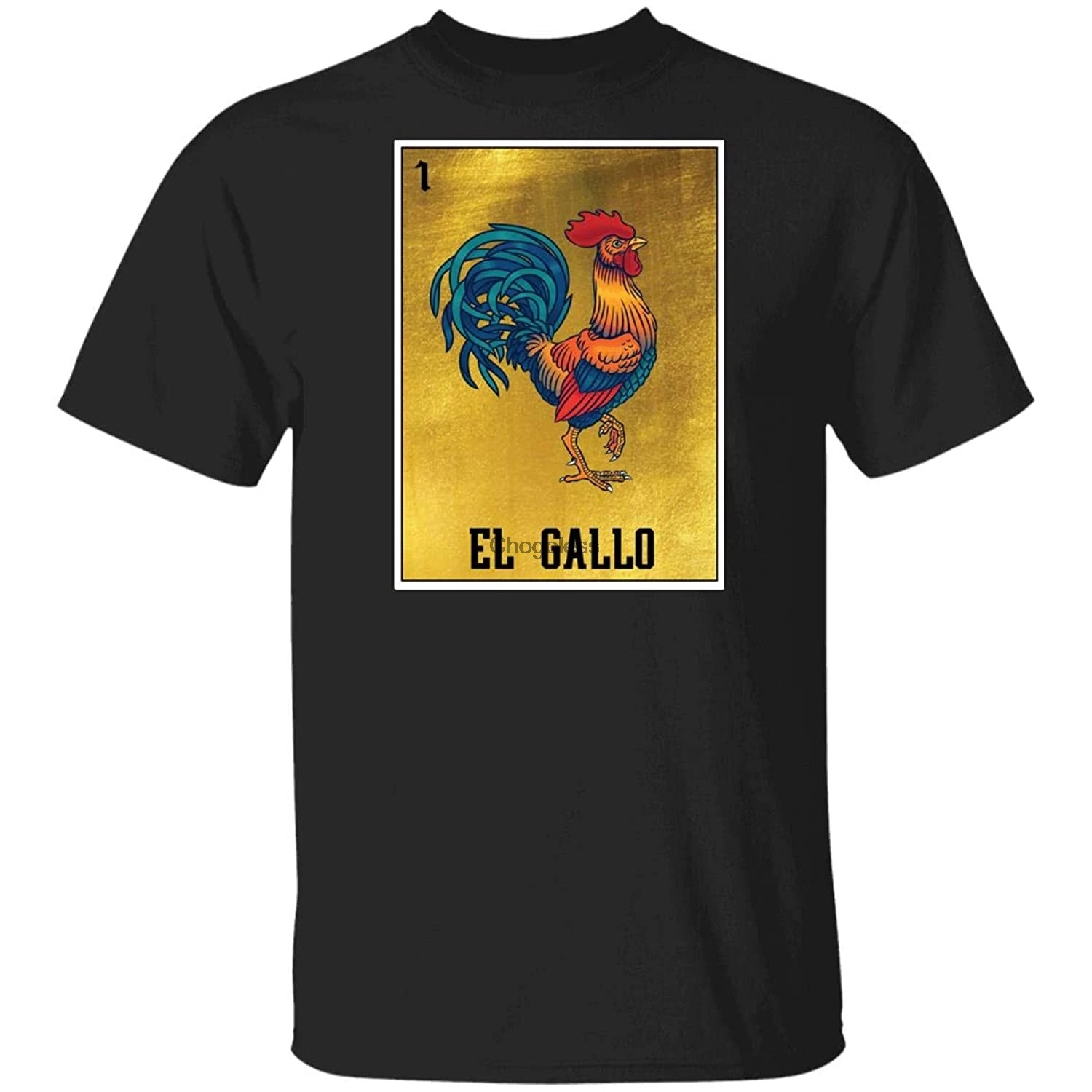 

Awesome Name Tees El Gallo Loteria-Card Rooster Shirt (Black L)