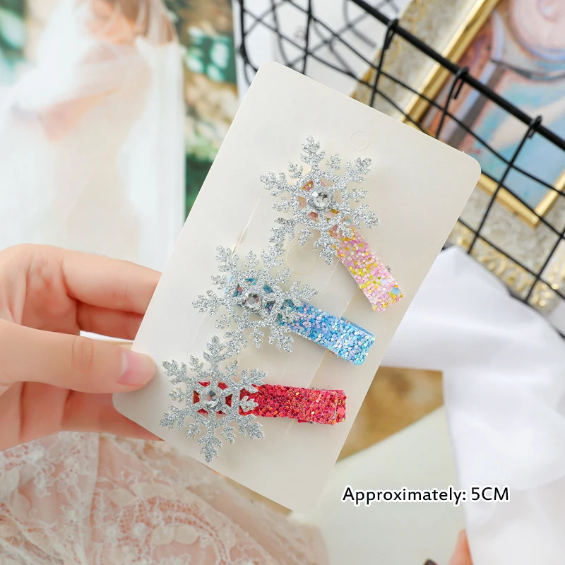 1/3 шт. заколки для волос принцессы детские с бантиком и снежинками милые цветные