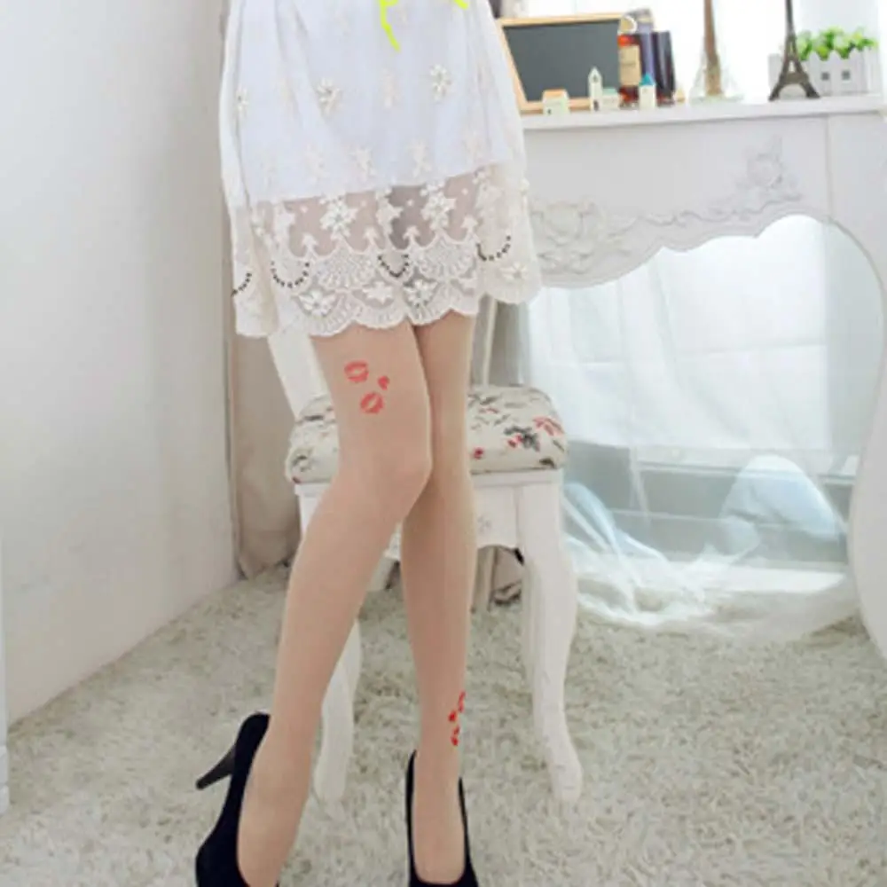 Модные женские сексуальные колготки с узором тату Чулочные изделия Чулки милым