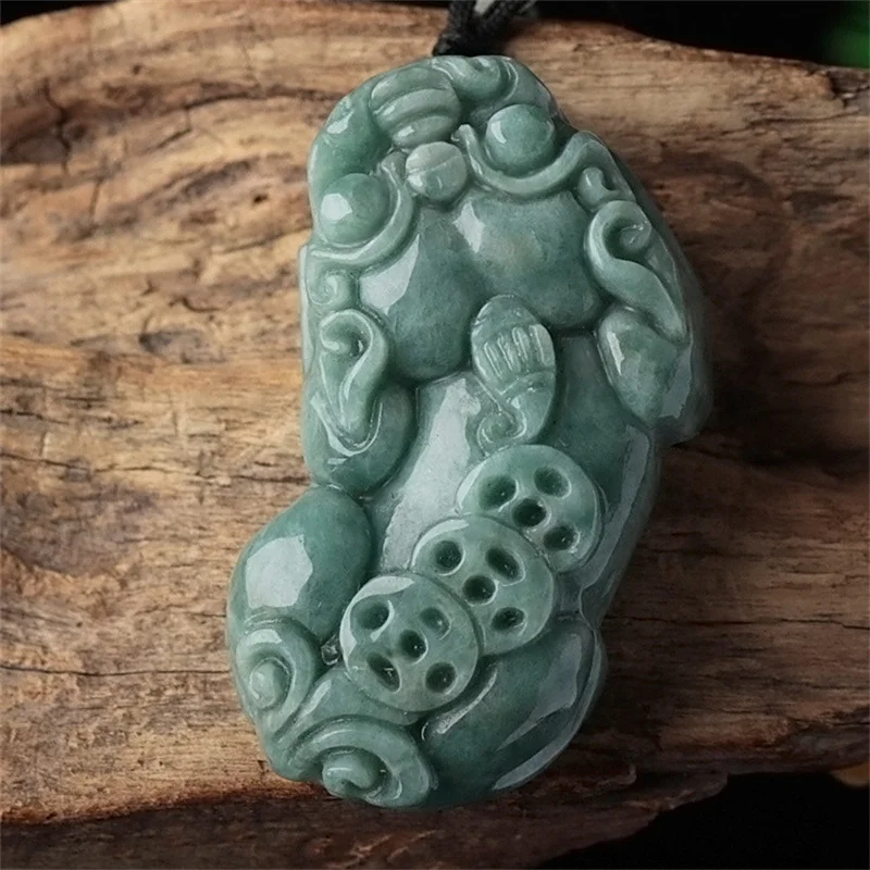 

Real Burma Emerald Jade Brave Troops Pendant Necklace Men Women Genuine Natural Jadeite Hand-carved Lucky Wealth Pixiu Charms