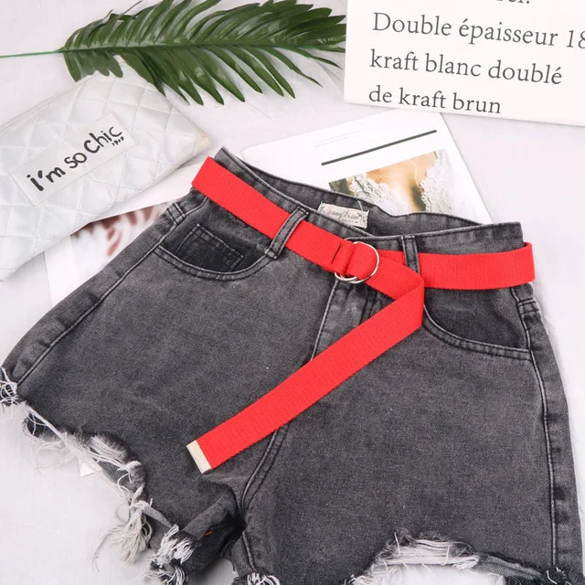 style 2 Red Модный черный холщовый ремень для женщин, повседневные женские поясные ремни с пластиковой пряжкой Harajuku, однотонные длинные ремни ceinture femme - Цвет: style 2 Red