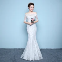 gryffon wedding dress elegant boat neck lace up mermaid dress classic off the shoulder simple wedding gown custom size