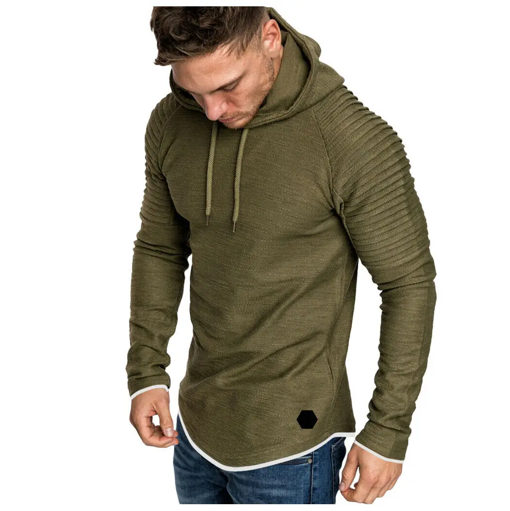 

Mens Muscle Hoodie Sweatshirt Bodybuilding Gym Workout Tee Jogger Outwear Long Sleeve Hooded Top