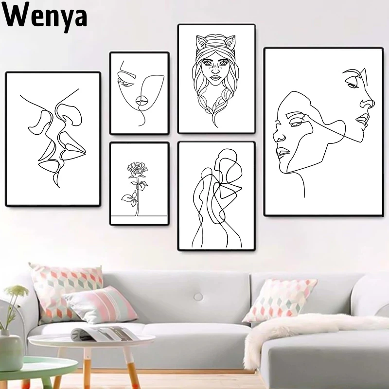 

Nordic Minimalist Figures Line Art Sexy Woman Body Nude Wall Canvas Paintings Drawing Posters Prints Decoration For Livingroom