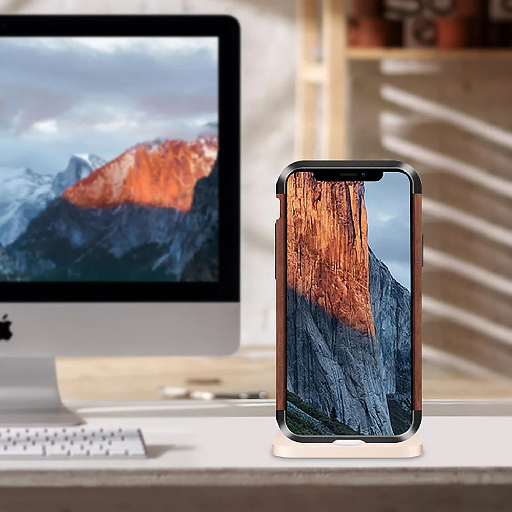 OATSBASF для iPhone 11 XR 11pro Железный деревянный каркас металлический защитный чехол для iPhone 11 pro max чехол простой индивидуальный металлический бампер