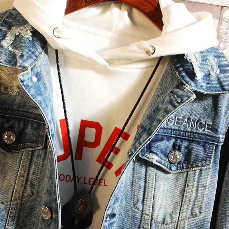 Однотонная Повседневная тонкая мужская джинсовая куртка большие размеры 5XL