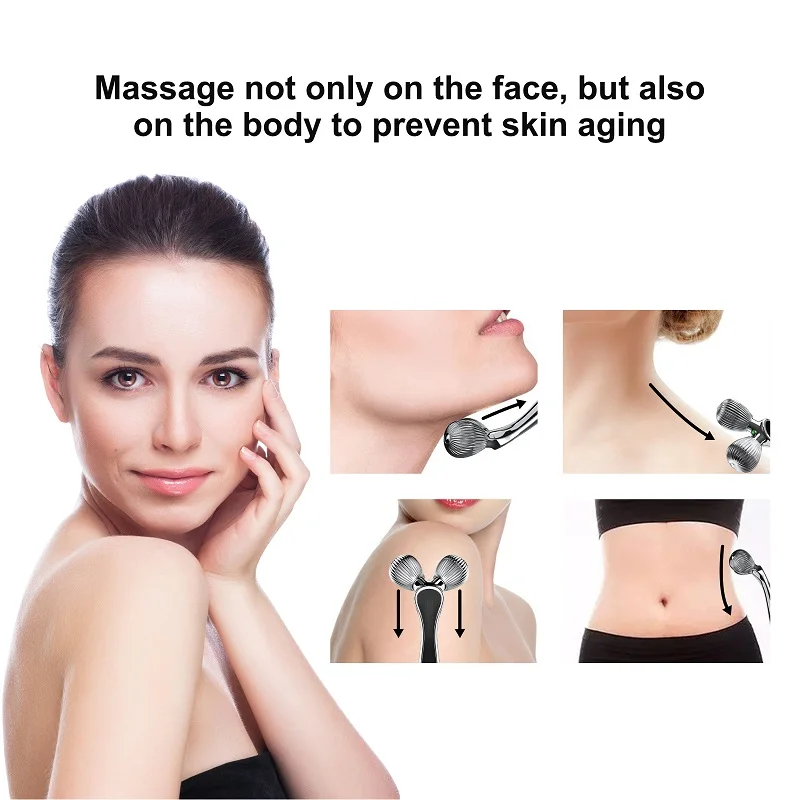 Роликовый 3D массажер для лица ухода за лицом с микротоками укрепляющая подтяжка