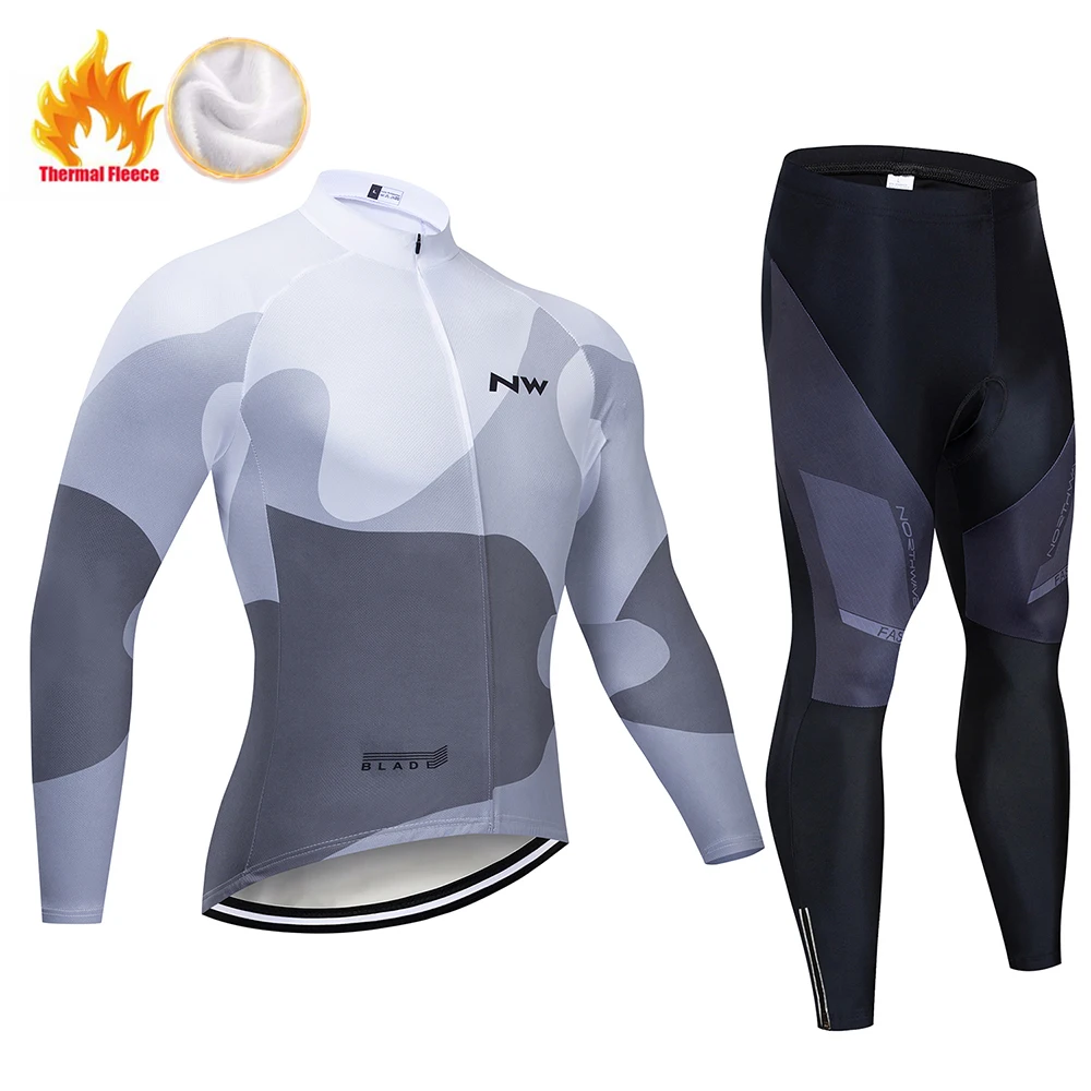 Long suit NW зимний комплект для велоспорта Pro термальный флис MTB велосипедная одежда Ropa Ciclismo Invierno Мужской комплект велосипедного трикотажа - Цвет: Long suit