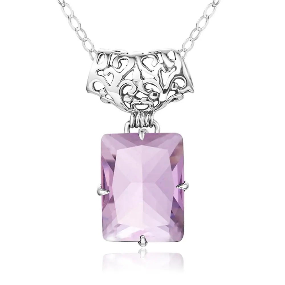 Настоящее серебро 925 кулон для женщин создан розовая подвеска в виде кристалла