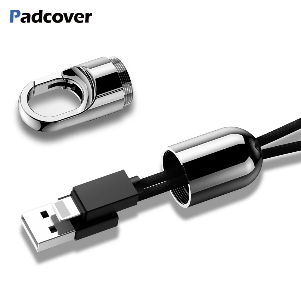 

PADCOVER Mini USB Charging Cord Hidden Keychain Design Mobile Phone Cable For iPhone