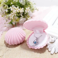 lovely jewelry gift box shell shape velvet portable wedding engagement ring storage for earring necklace bracelet display holder