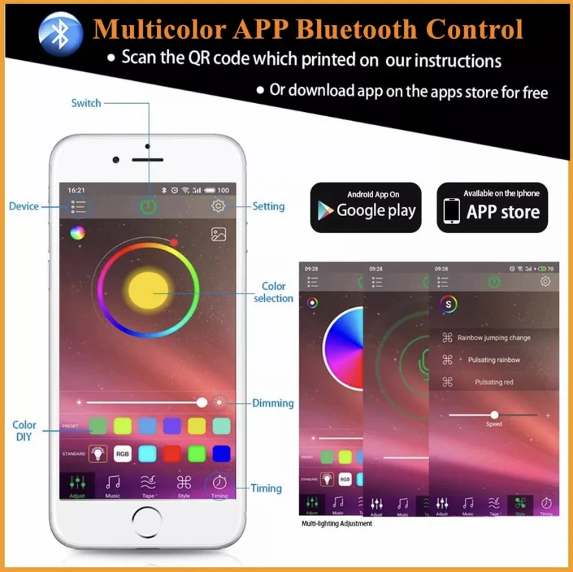 HaoXuan APP Bluetooth Control RGB Car LED Headlight Changeable Color Light H16 5202 H8 H11 9005 9006 Auto Head Lamp H7led Bulbs |