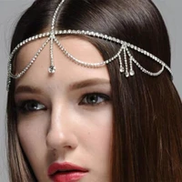 rhinestone hair accessories tassel hair chain shiny headdress eyebrow bride headdress women beach party hair accessories