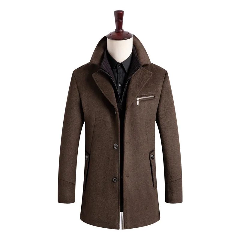 Зимнее шерстяное пальто для мужчин 2019 Новое деловое повседневное плотное со
