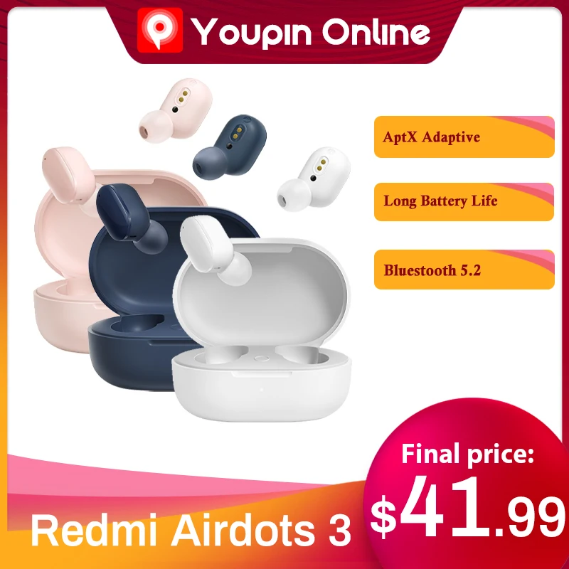 

Xiaomi Redmi Airdots 3 TWS Wireless Headest Mi Earphone Bluetooth 5.2 In-Ear 30h Battery Life CD-level Sound Quality