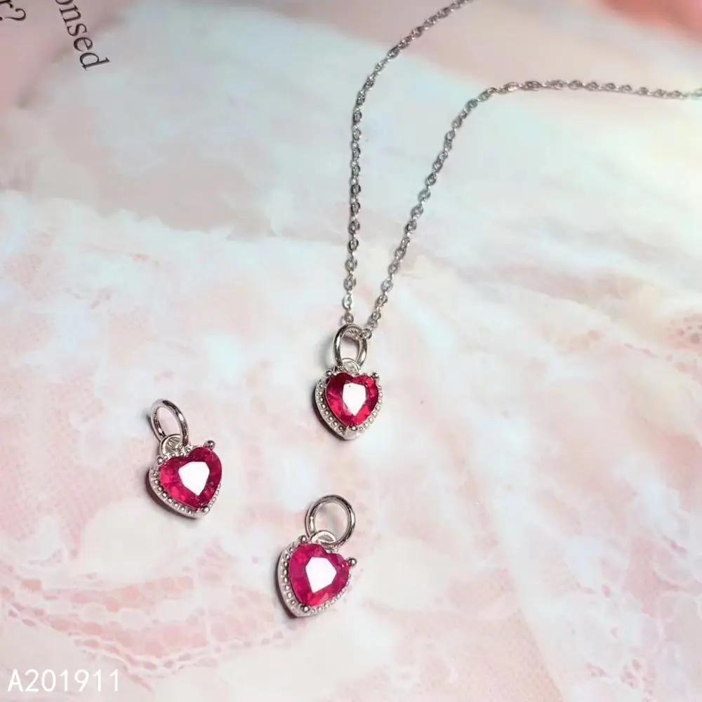 Женское ожерелье из серебра 925 пробы с натуральным Рубином|Подвески| |