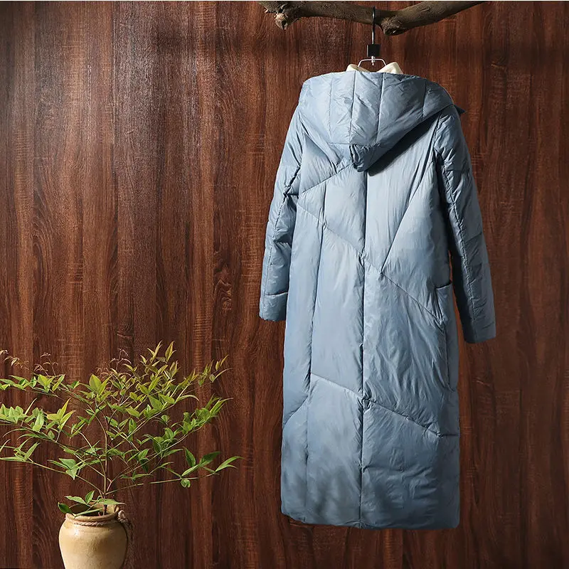 

New Winter Down Jacket Women's Mid-Length National Style plus Size Loose over-the-Knee Padded Warm Hooded Jacket