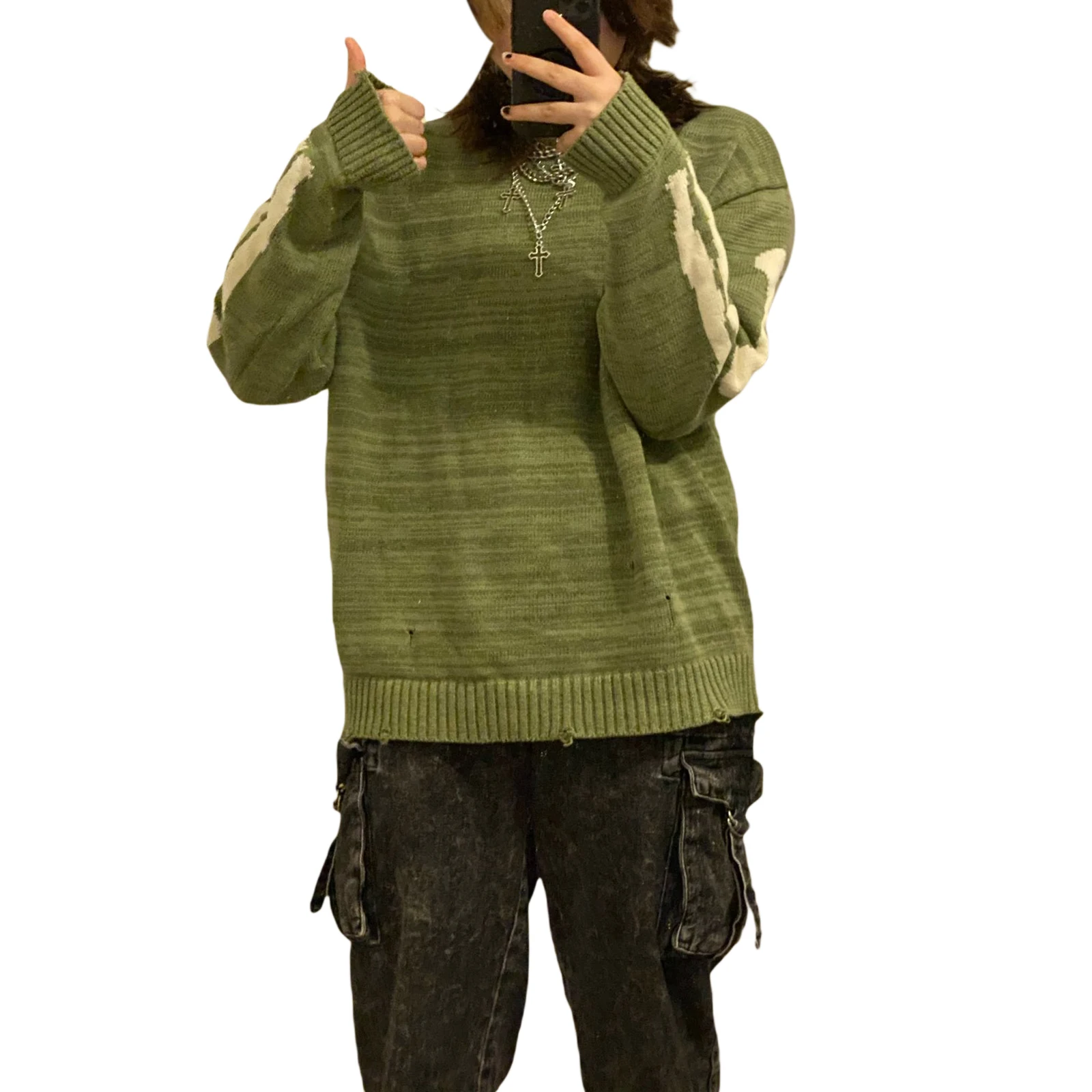 

Women Men Crew Neck Sweaters,2021 Autumn Fashion Casual Long Sleeve Skeleton Print Loose Knit Streetwear Pullovers Sweatshirt