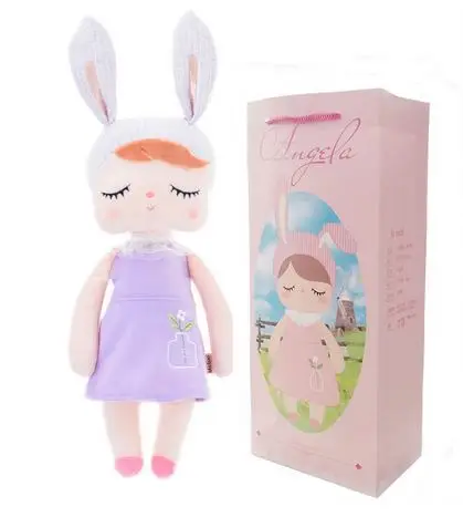 С оригинальным бумажным пакетом Metoo angela rabbit,, новейший стиль, оригинальная Одежда для куклы, плюшевая юбка с рисунком, подарок для детей - Цвет: purple
