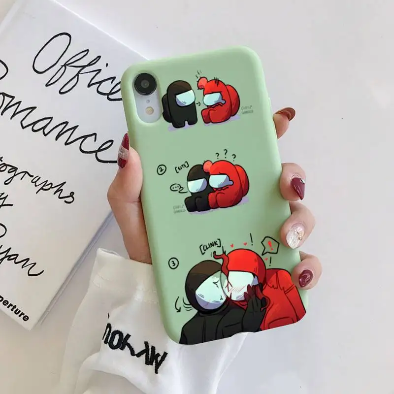 

Among Us1 Phone Case Liquid Silicone Phone Case for iPhone 11 Pro Max XR XS X Soft Candy Cover for iPhone 6 6S 7 8 Plus Cases